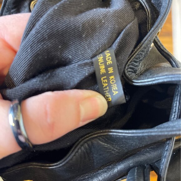 Vintage Americana Sharif Black Backpack Leather Drawstring Shoulder bag Large main image 10